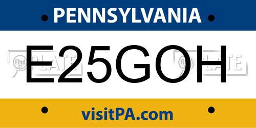 E25GOH Pennsylvania License Plate