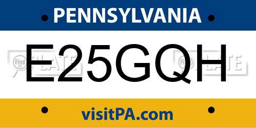 E25GQH Pennsylvania License Plate