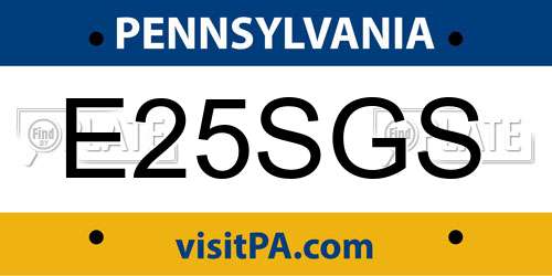 E25SGS Pennsylvania License Plate