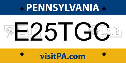 E25TGC Pennsylvania License Plate