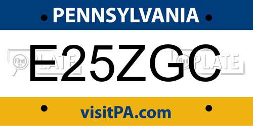 E25ZGC Pennsylvania License Plate