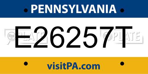 E26257T Pennsylvania License Plate