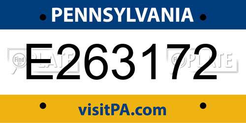 E263172 Pennsylvania License Plate