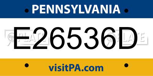 E26536D Pennsylvania License Plate