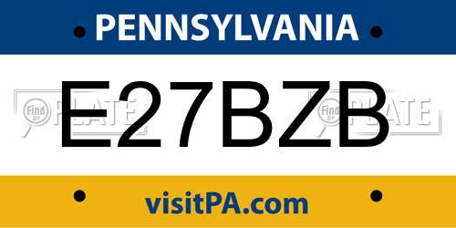 E27BZB Pennsylvania License Plate