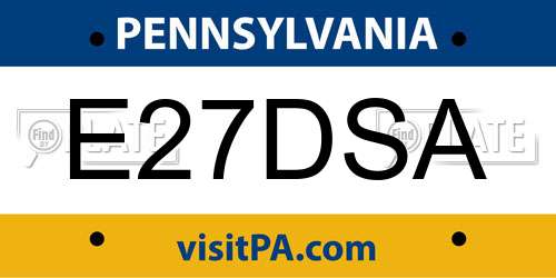E27DSA Pennsylvania License Plate