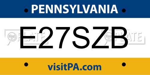 E27SZB Pennsylvania License Plate