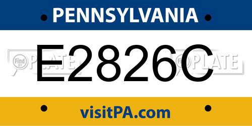E2826C Pennsylvania License Plate