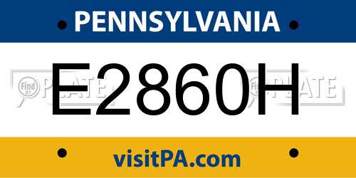 E2860H Pennsylvania License Plate