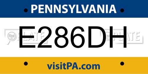 E286DH Pennsylvania License Plate