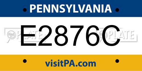 E2876C Pennsylvania License Plate