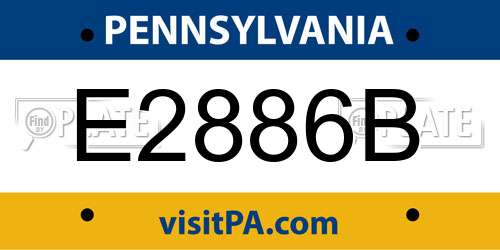 E2886B Pennsylvania License Plate