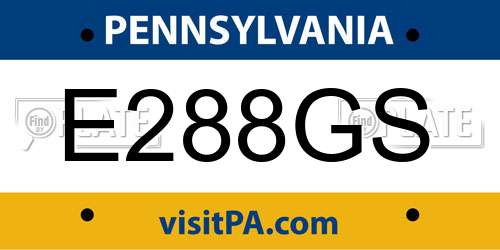 E288GS Pennsylvania License Plate