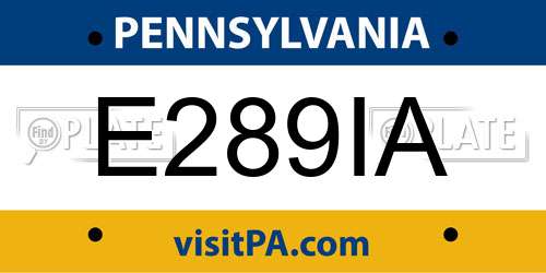 E289IA Pennsylvania License Plate