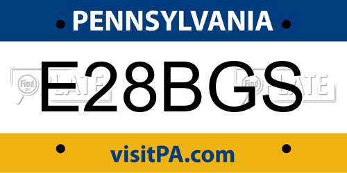 E28BGS Pennsylvania License Plate