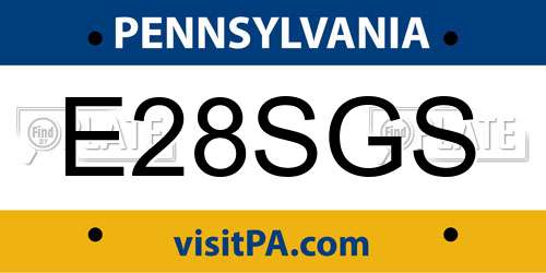 E28SGS Pennsylvania License Plate