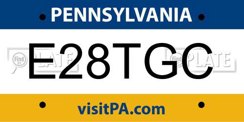 E28TGC Pennsylvania License Plate