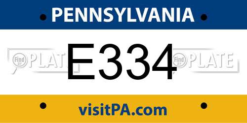 E334 Pennsylvania License Plate
