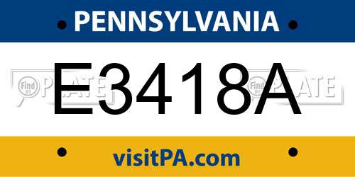 E3418A Pennsylvania License Plate