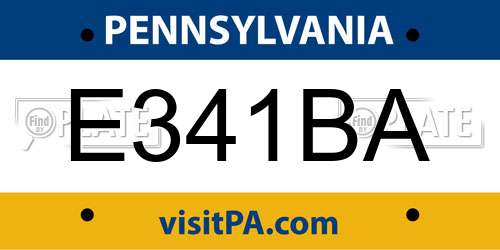 E341BA Pennsylvania License Plate