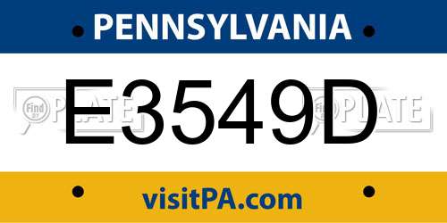 E3549D Pennsylvania License Plate