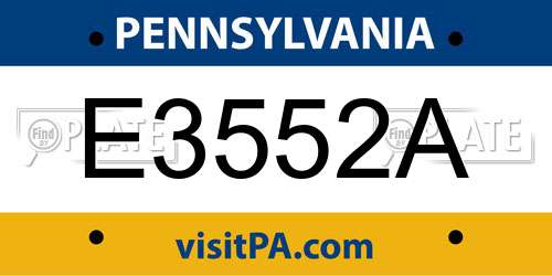 E3552A Pennsylvania License Plate