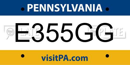 E355GG Pennsylvania License Plate