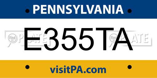E355TA Pennsylvania License Plate