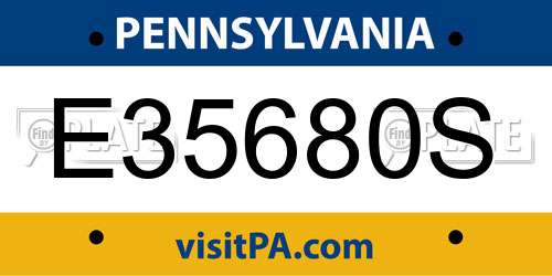 E35680S Pennsylvania License Plate