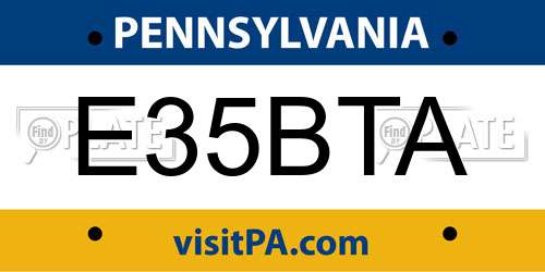 E35BTA Pennsylvania License Plate