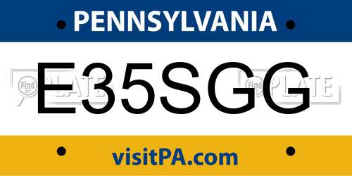 E35SGG Pennsylvania License Plate