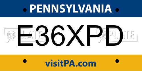 E36XPD Pennsylvania License Plate