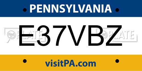 E37VBZ Pennsylvania License Plate
