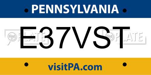 E37VST Pennsylvania License Plate