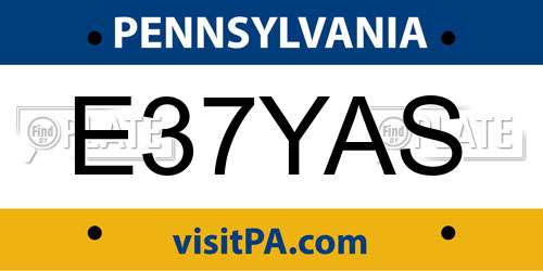 E37YAS Pennsylvania License Plate