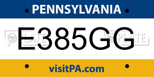 E385GG Pennsylvania License Plate
