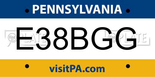 E38BGG Pennsylvania License Plate