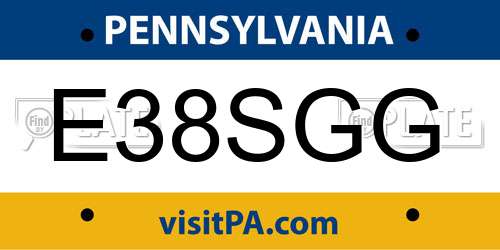 E38SGG Pennsylvania License Plate