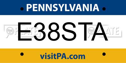E38STA Pennsylvania License Plate