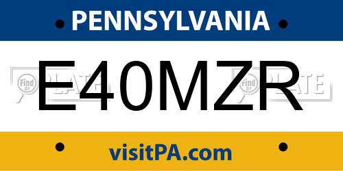 E40MZR Pennsylvania License Plate