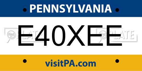 E40XEE Pennsylvania License Plate