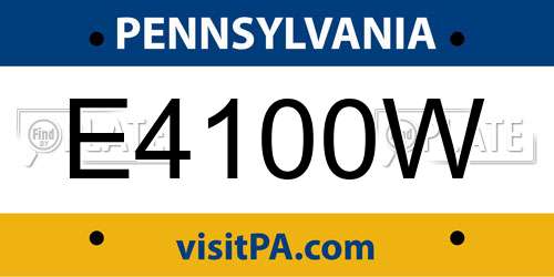 E4100W Pennsylvania License Plate