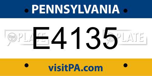 E4135 Pennsylvania License Plate