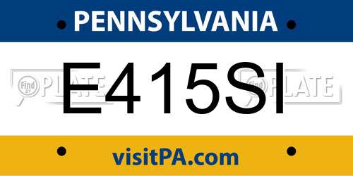 E415SI Pennsylvania License Plate