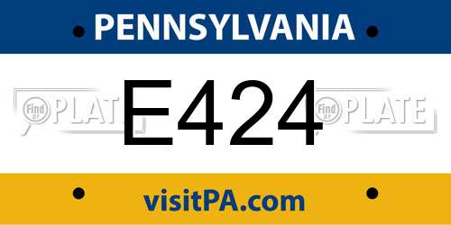 E424 Pennsylvania License Plate