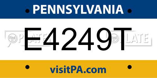 E4249T Pennsylvania License Plate
