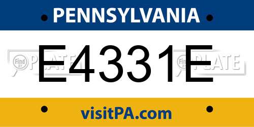 E4331E Pennsylvania License Plate