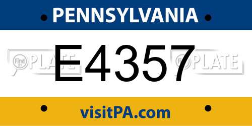 E4357 Pennsylvania License Plate