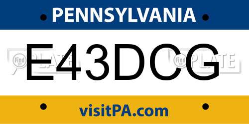 E43DCG Pennsylvania License Plate