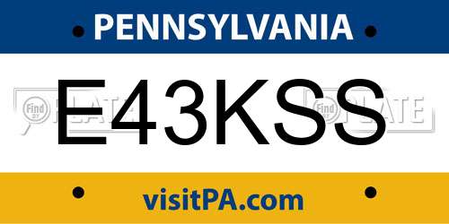 E43KSS Pennsylvania License Plate